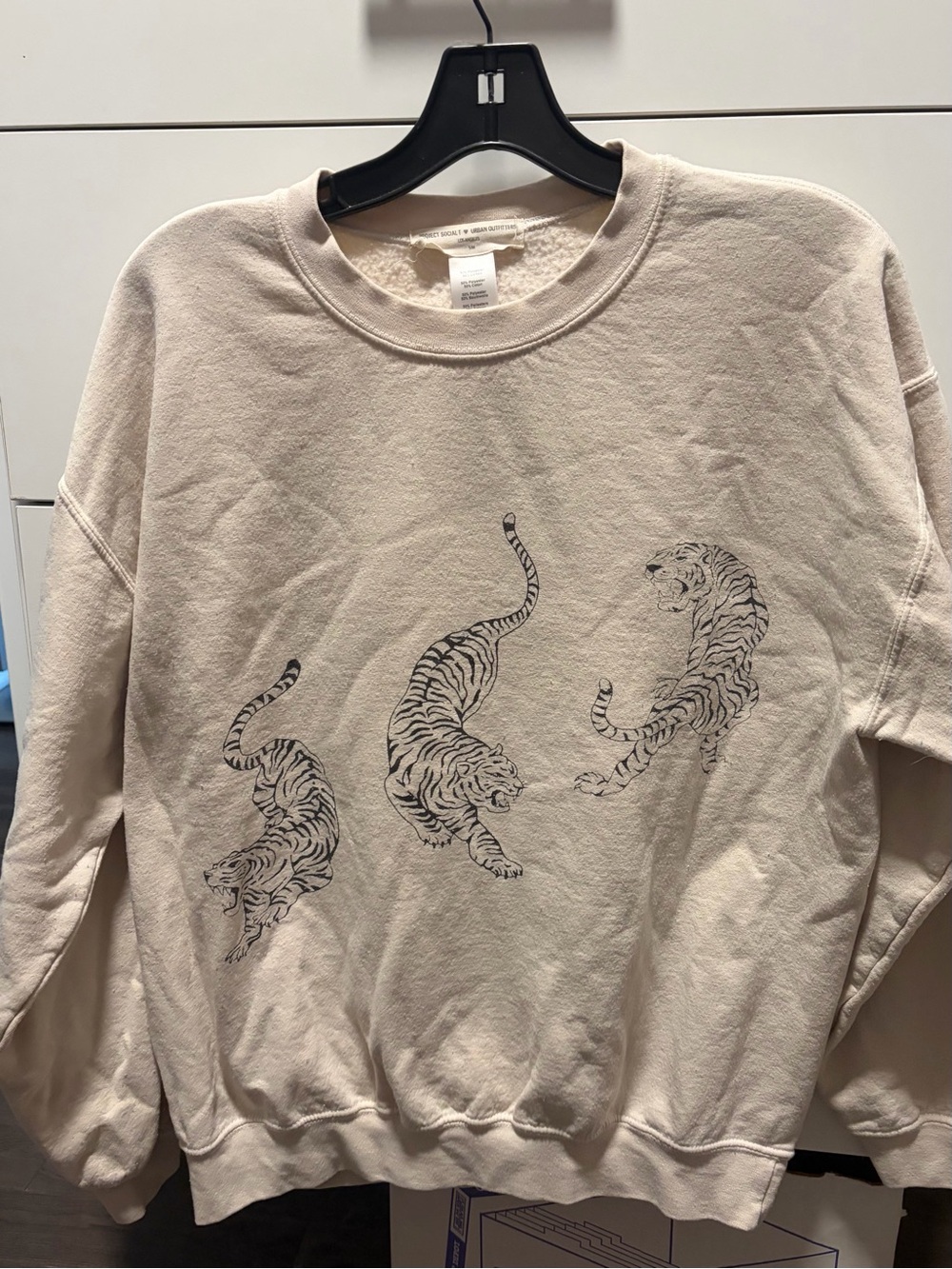 Urban Outfitters Beige Sweatshirt with Black Tiger Print